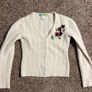 Anthropologie Beth Bowley Angora Embroidered Cardigan Sweater Size Small